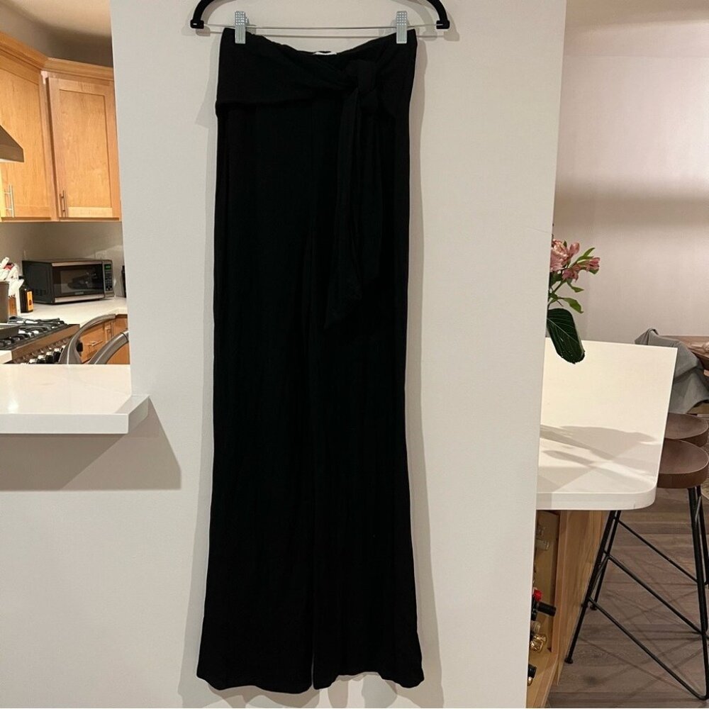 Lovers+Friends Soft Black Wide Leg Tie Front Lounge Pants Size Small